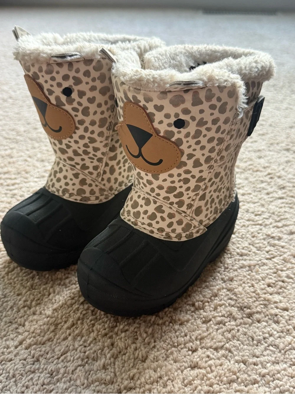 Cat & Jack Cozy Rain Boots - Black & Cream